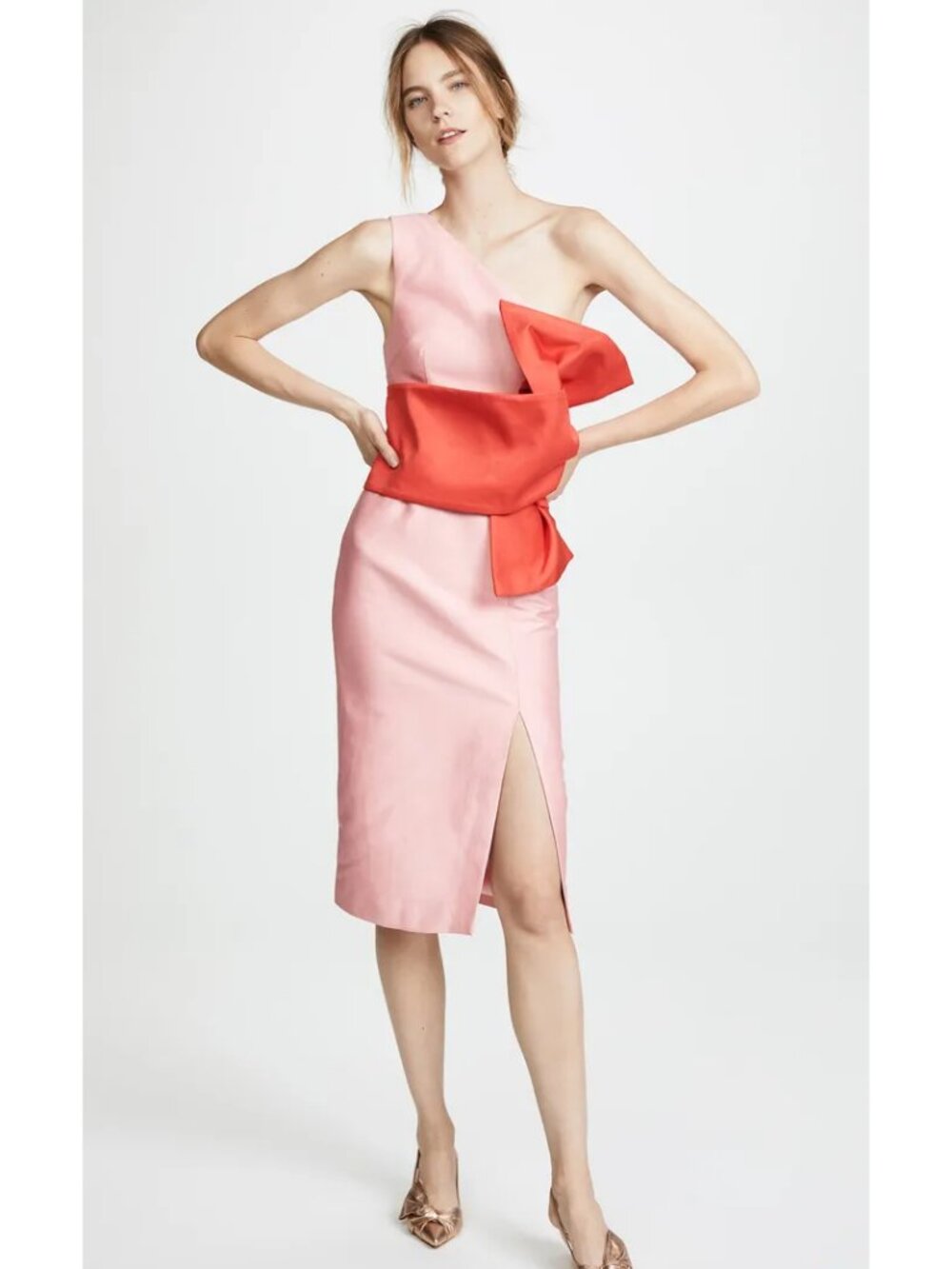 Keepsake The Label Pink & Red One-Shoulder Dress
